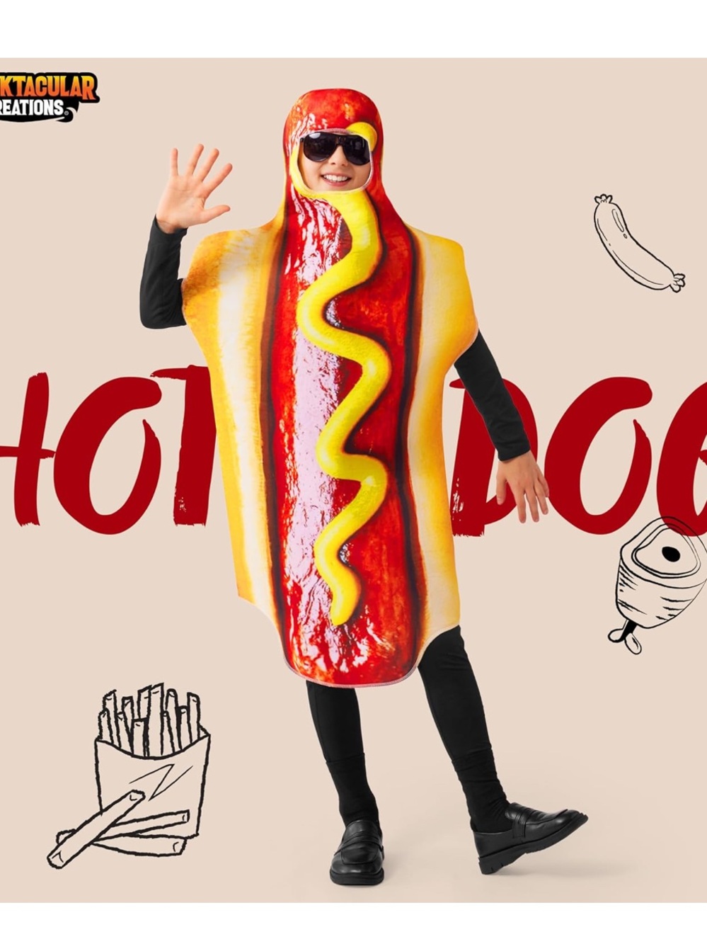Hot Dog Kids Costume - Yellow & Red Hotdog Outfit